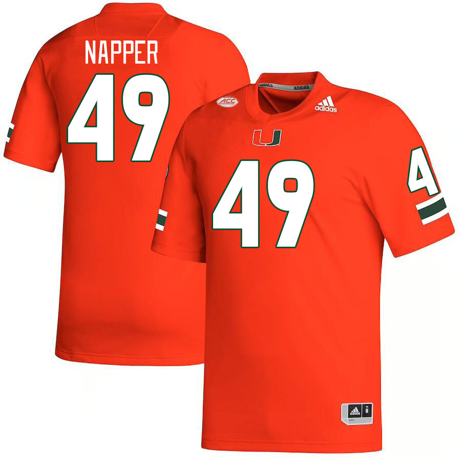 Men #49 Mason Napper Miami Hurricanes College Football Jerseys Stitched-Orange - Click Image to Close
